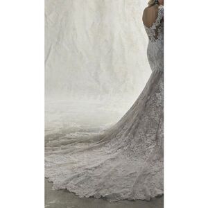 Sottero & Midgley Chauncey Lace Long Sleeve Train Wedding Gown in Ivory Blush